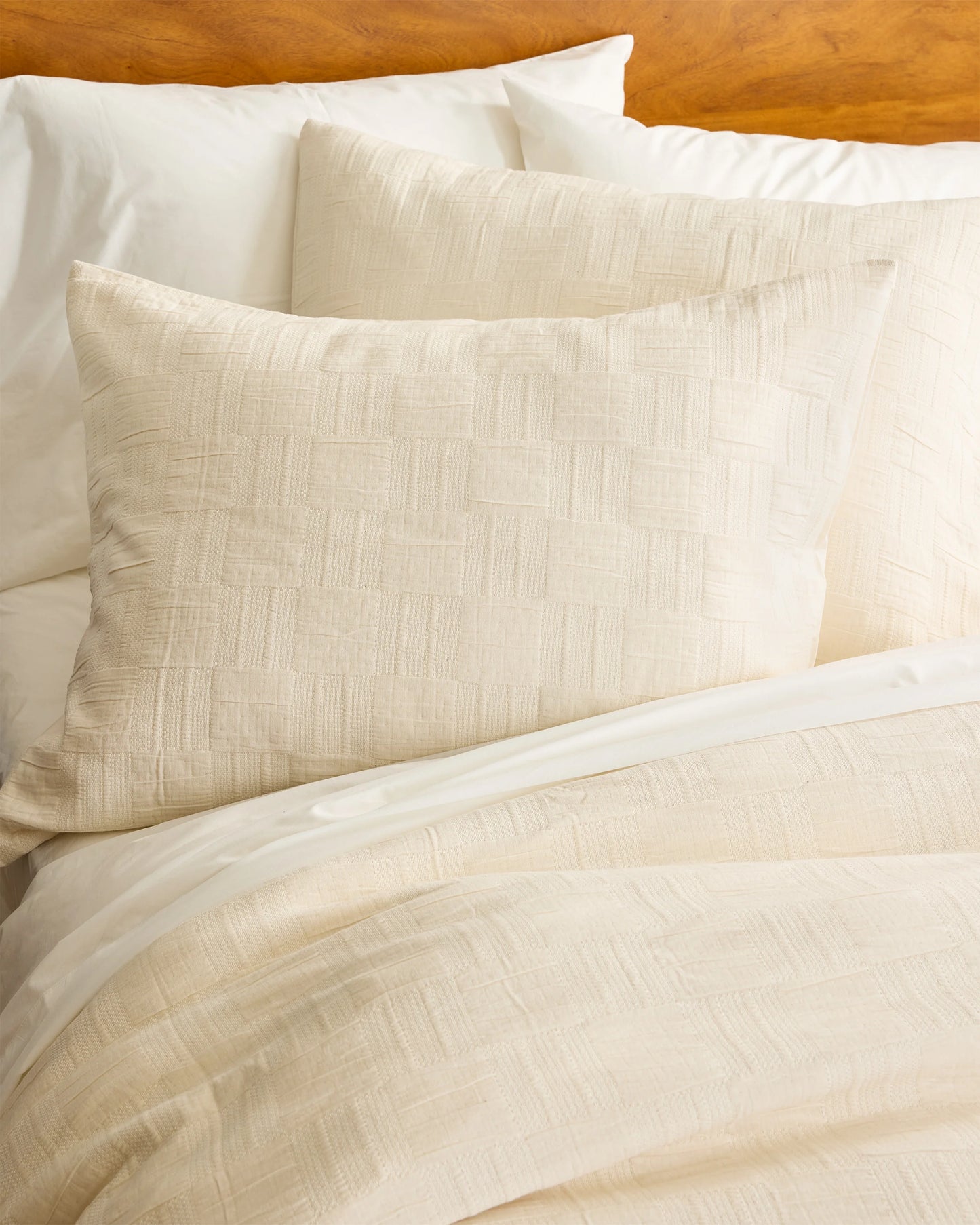 Checkered Matelasse Duvet Cover Set - Twin / Undyed