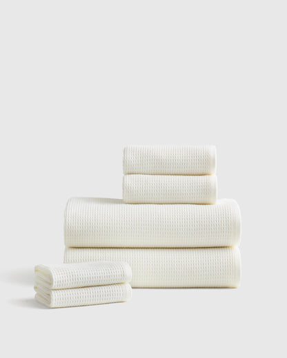 Turkish Waffle Terry Bath Towel Bundle - One Size / White