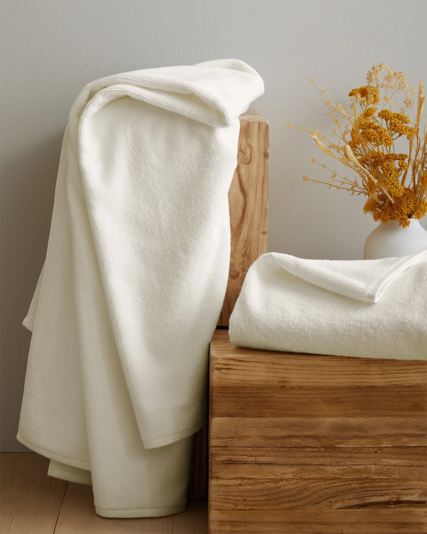 Turkish Ribbed Quick Dry Bath Sheet (Set of 2) - One Size / Mineral