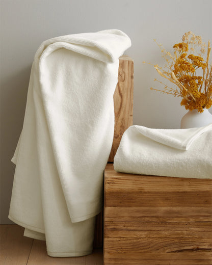 Turkish Ribbed Quick Dry Bath Sheet (Set of 2) - One Size / Mineral