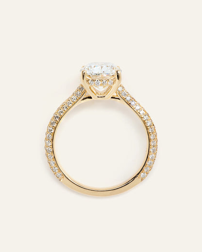 Lab Grown Diamond Elongated Cushion Pave Cathedral Engagement Ring - 3ct - 4 / Yellow Gold