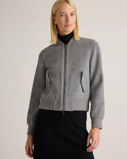 Double-Faced Merino Wool Bomber Jacket - XS / Black
