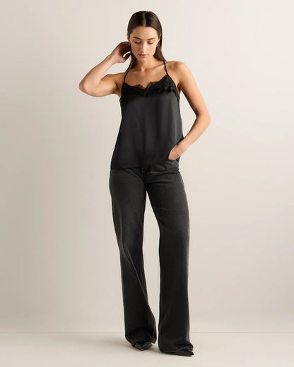 100% Washable Silk Lace Cami - XS / Black