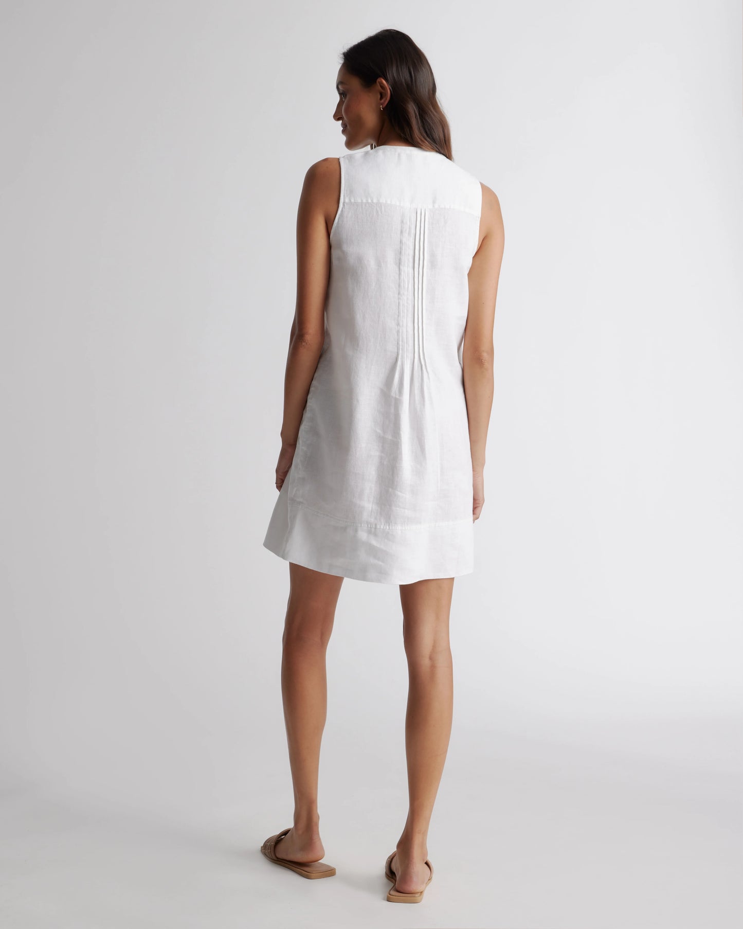 100% European Linen Sleeveless Swing Dress - XS / Classic Mini Gingham