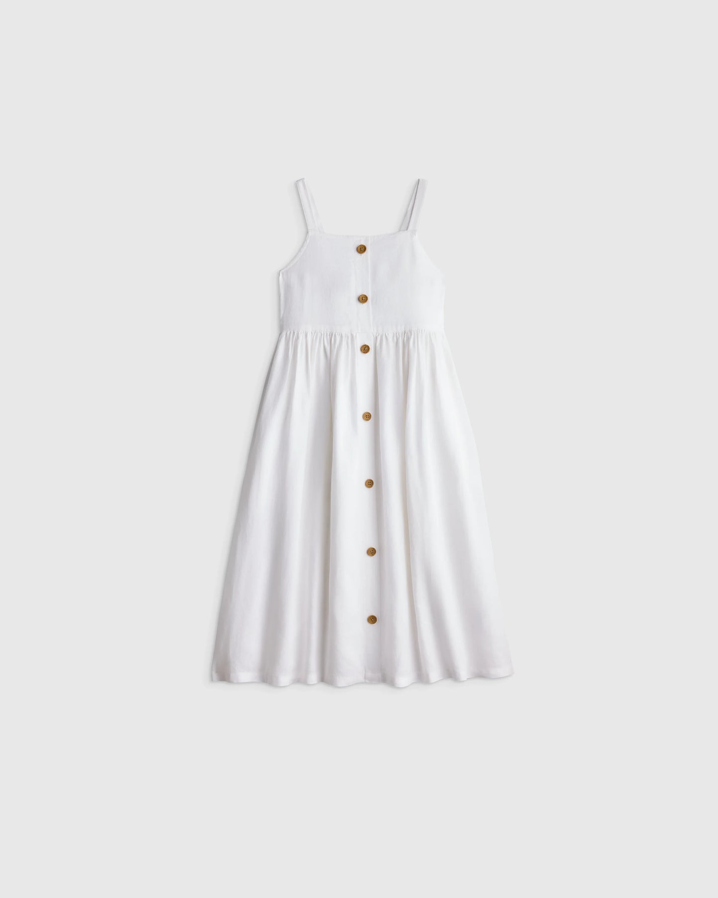 Girls Sleeveless 100% Linen Dress - 2T / White