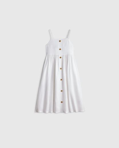 Girls Sleeveless 100% Linen Dress - 2T / White