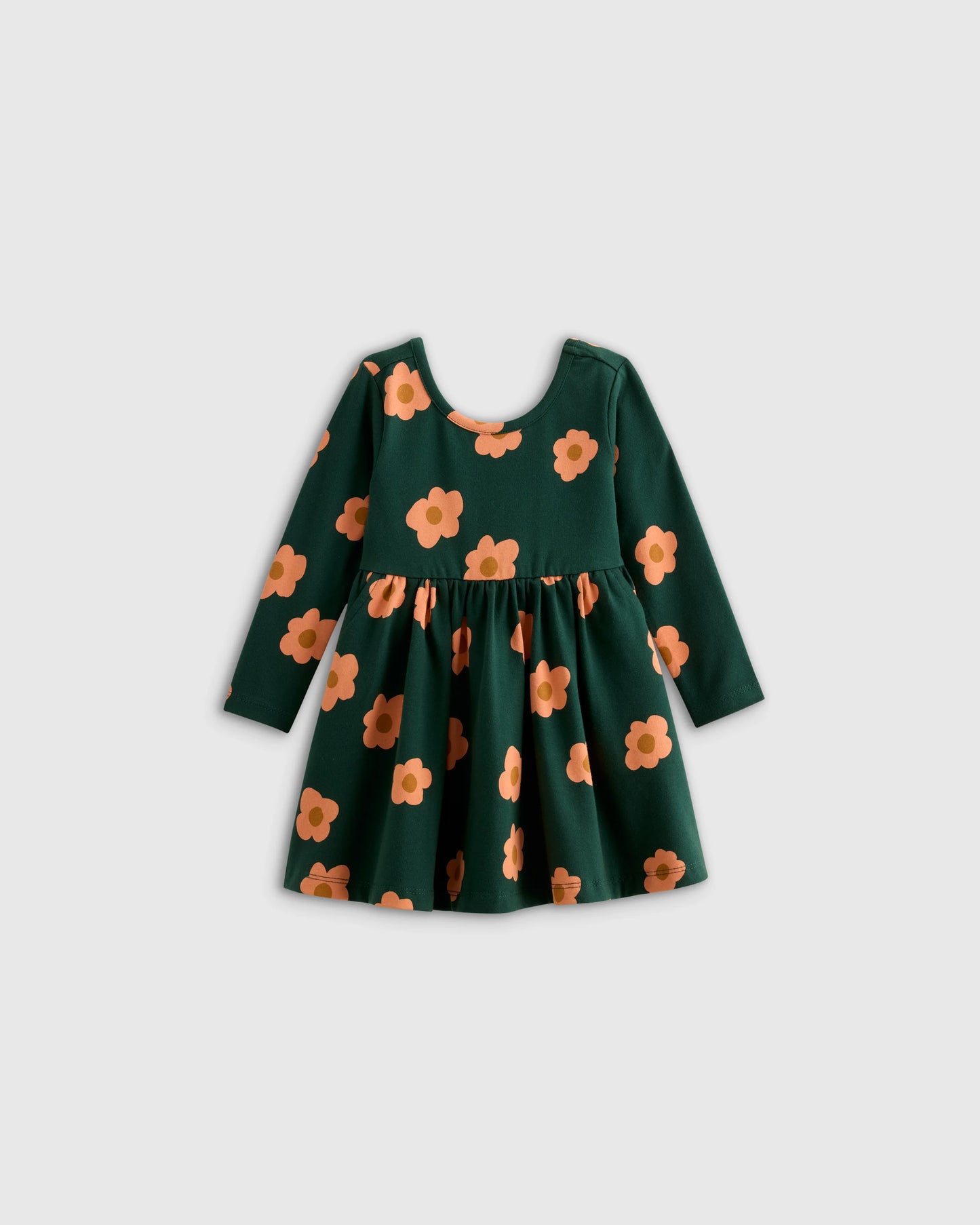 Organic Cotton Long Sleeve Skater Dress - 0-3M / Flower Buds
