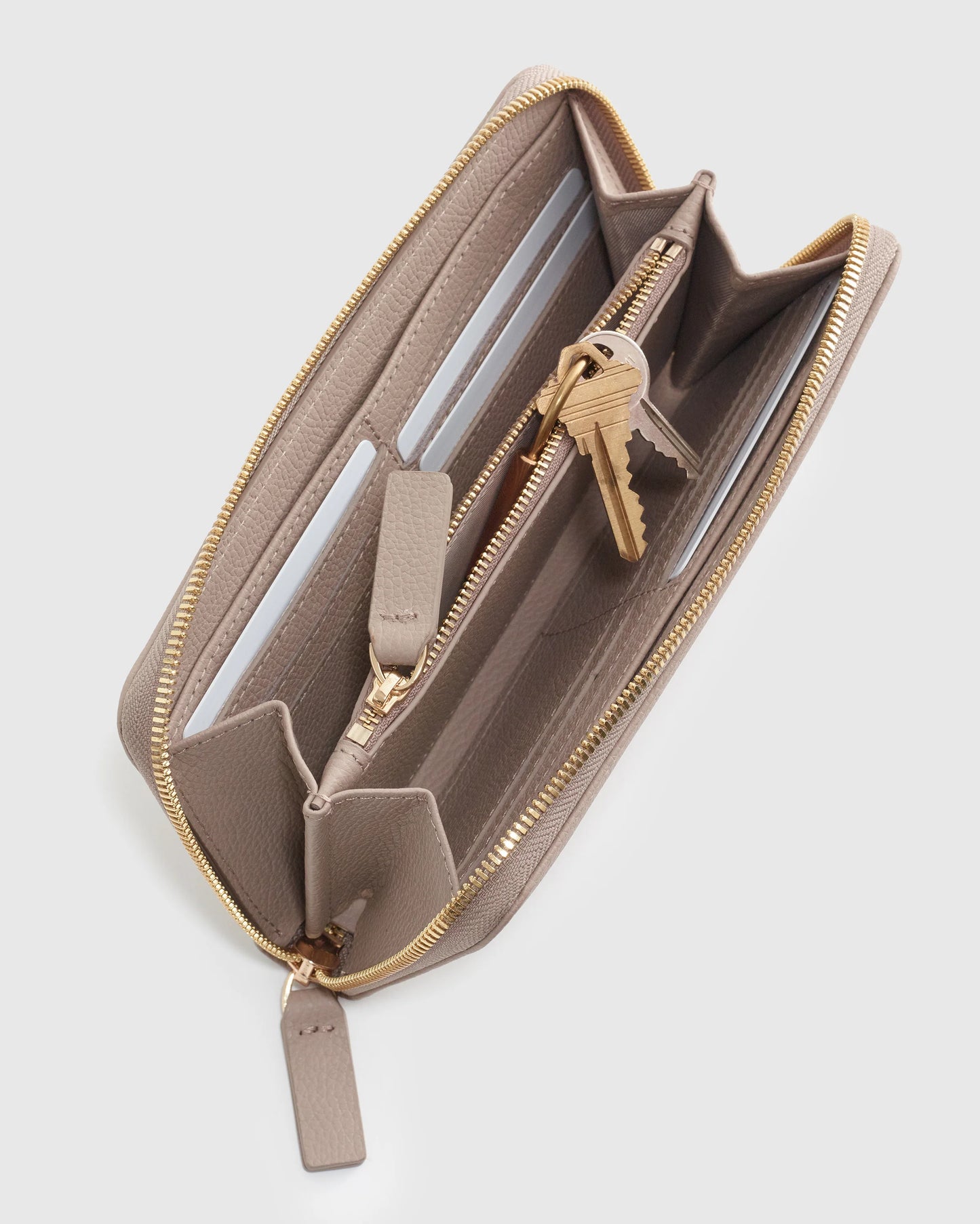 Italian Pebbled Leather Continental Wallet - One Size / Taupe