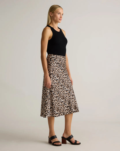 100% Washable Silk Skirt - XS / Champagne