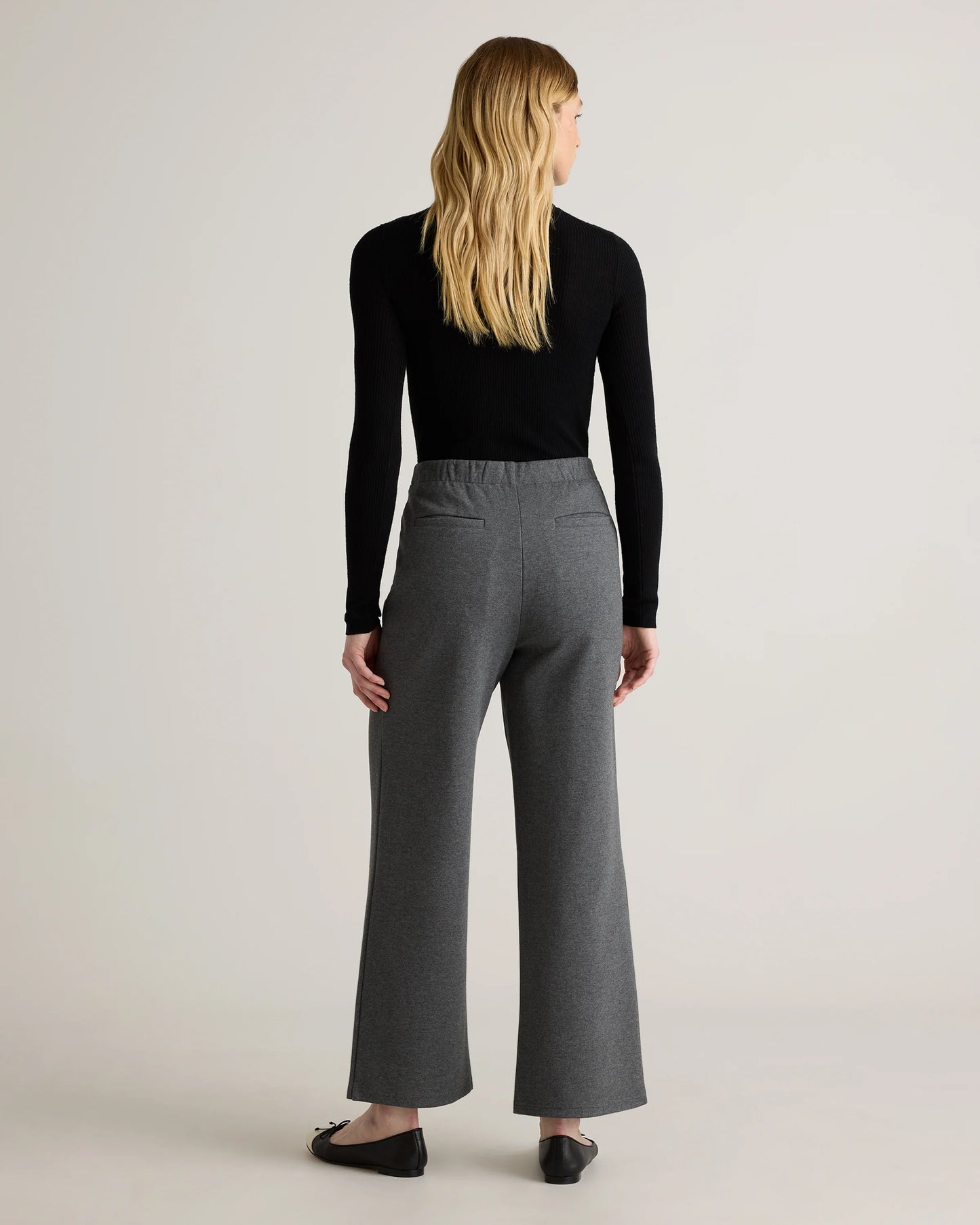 Organic Cotton Double Knit Wide Leg Pants - XS / Bold Black