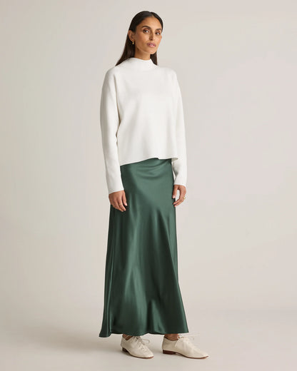 100% Washable Silk Maxi Skirt - XS / Champagne