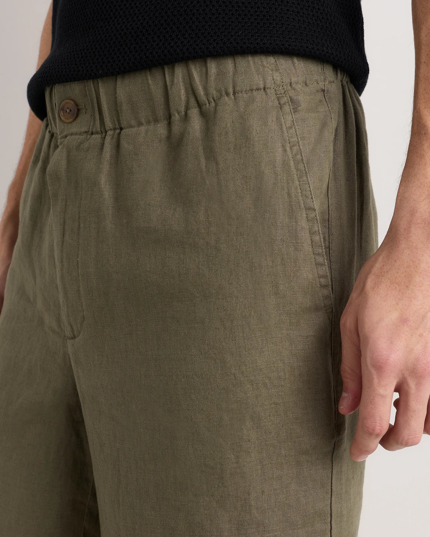 100% European Linen Shorts - 9" - S / Black