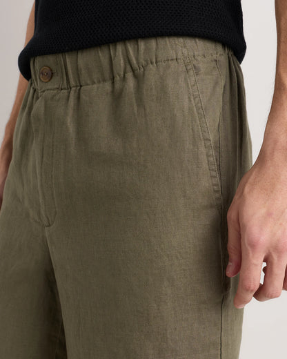100% European Linen Shorts - 9" - S / Black