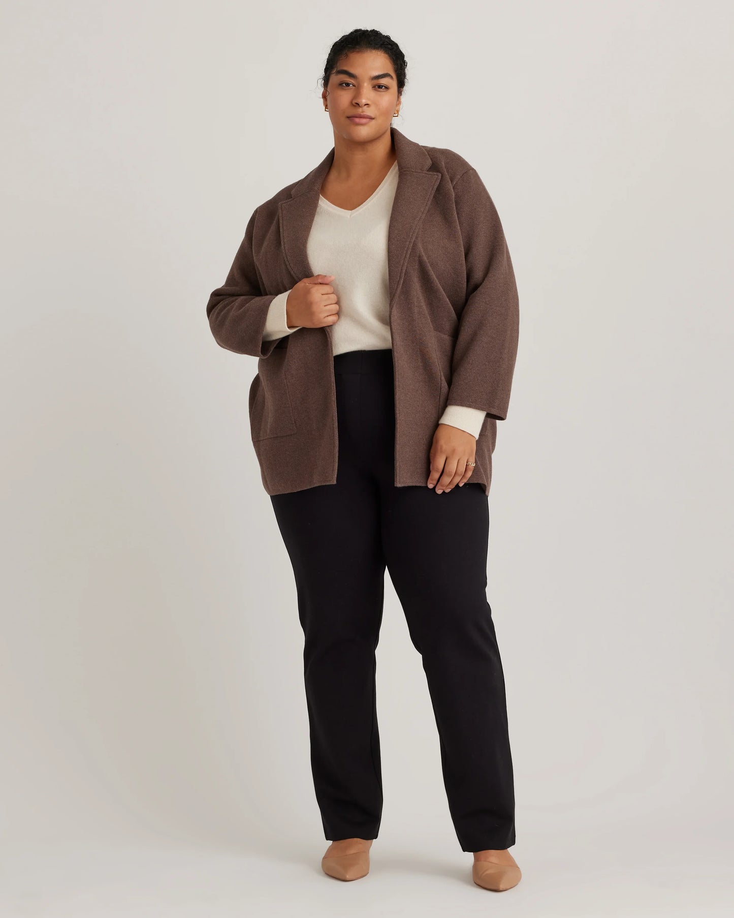100% Organic Cotton Knit Blazer - 1X / Navy