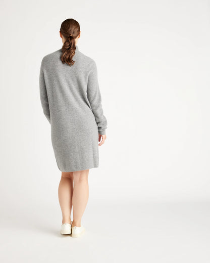 Mongolian Cashmere Textured Sweater Dress - XS / Heather Grey
