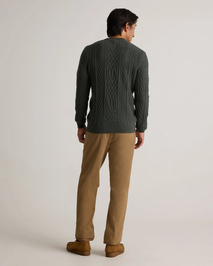 Mongolian Cashmere Cable Crewneck Sweater - S / True Navy