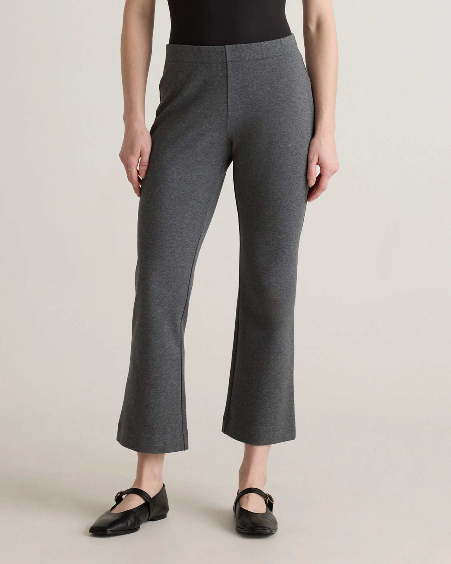 Organic Cotton Double Knit Kick Flare Pants - XS / Heather Charcoal Grey