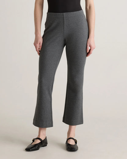 Organic Cotton Double Knit Kick Flare Pants - XS / Heather Charcoal Grey