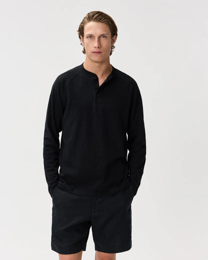 100% Organic Cotton Slub Long Sleeve Henley - S / Deep Navy