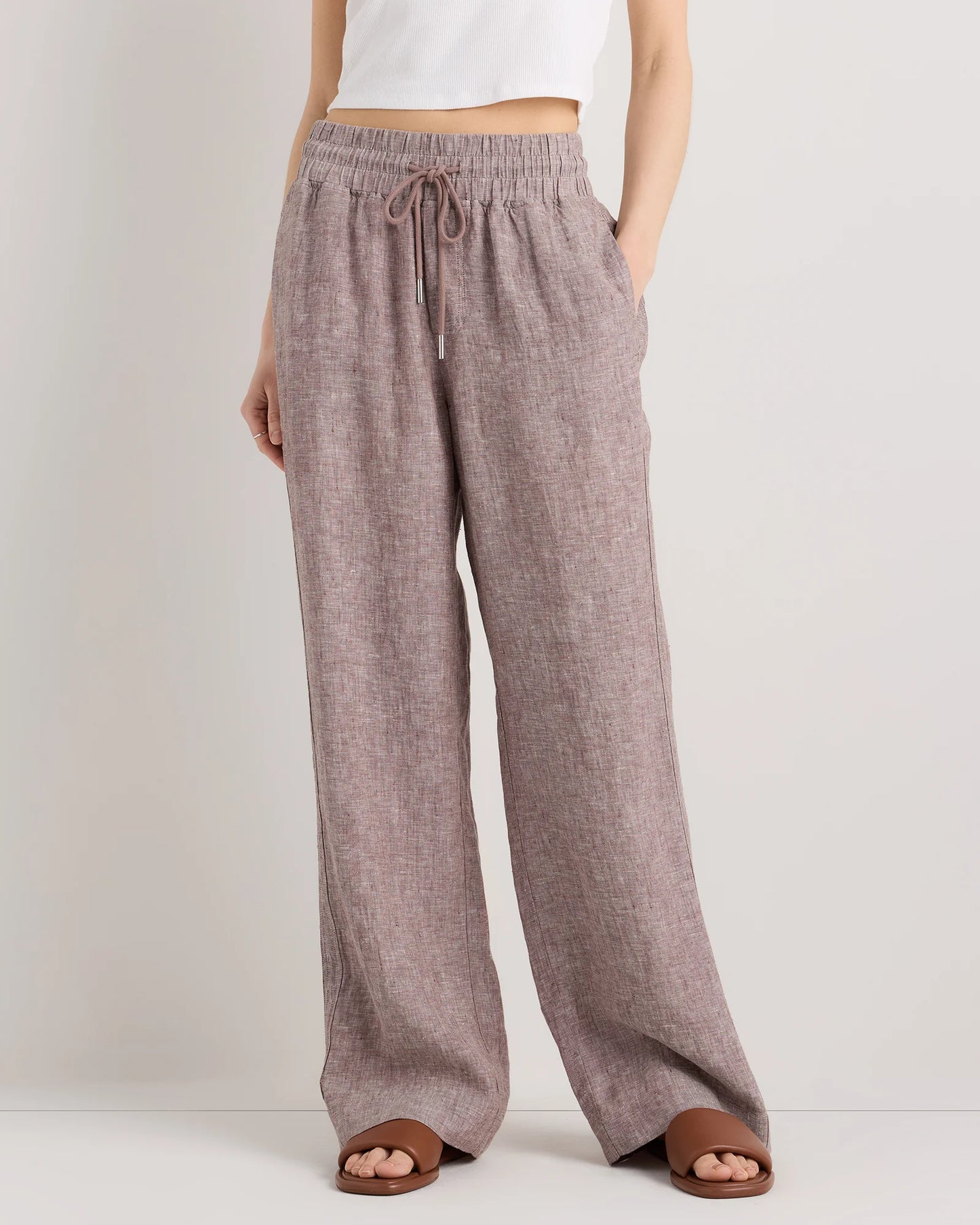 100% European Linen Wide Leg Pants - XS / Bayberry Olive