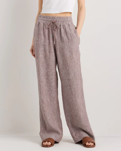 100% European Linen Wide Leg Pants - XS / Bayberry Olive