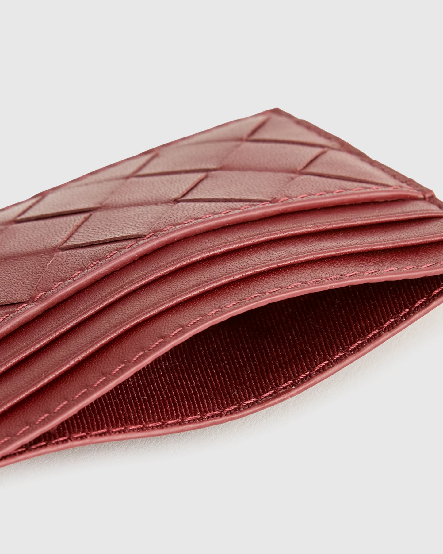 Italian Handwoven Leather Small Card Case - One Size / Cognac