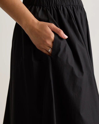 100% Organic Cotton Poplin A-line Maxi Skirt - XS / Classic White