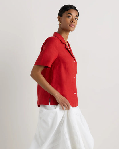 100% European Linen Short Sleeve Shirt - XS / Moonstone Blue