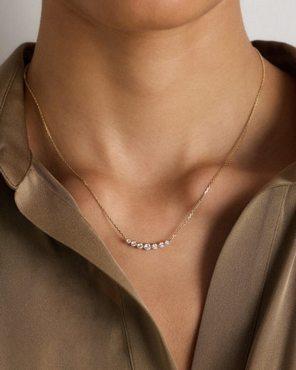 14K Gold Lab Grown Diamond Graduated Bar Necklace - One Size / Yellow Gold