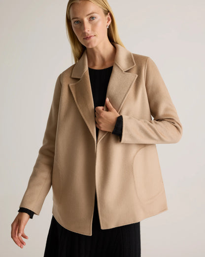 100% Mongolian Cashmere Double-Faced Open Blazer - XS / Camel