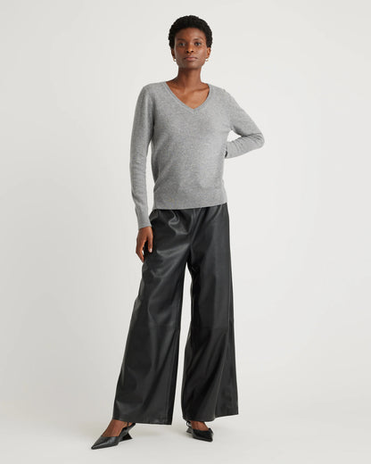 Mongolian Cashmere V-Neck Sweater - XS / Rich Burgundy