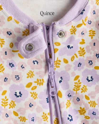 100% Organic Cotton Shortie Onesie Pajama - 0-3M / Animal Faces