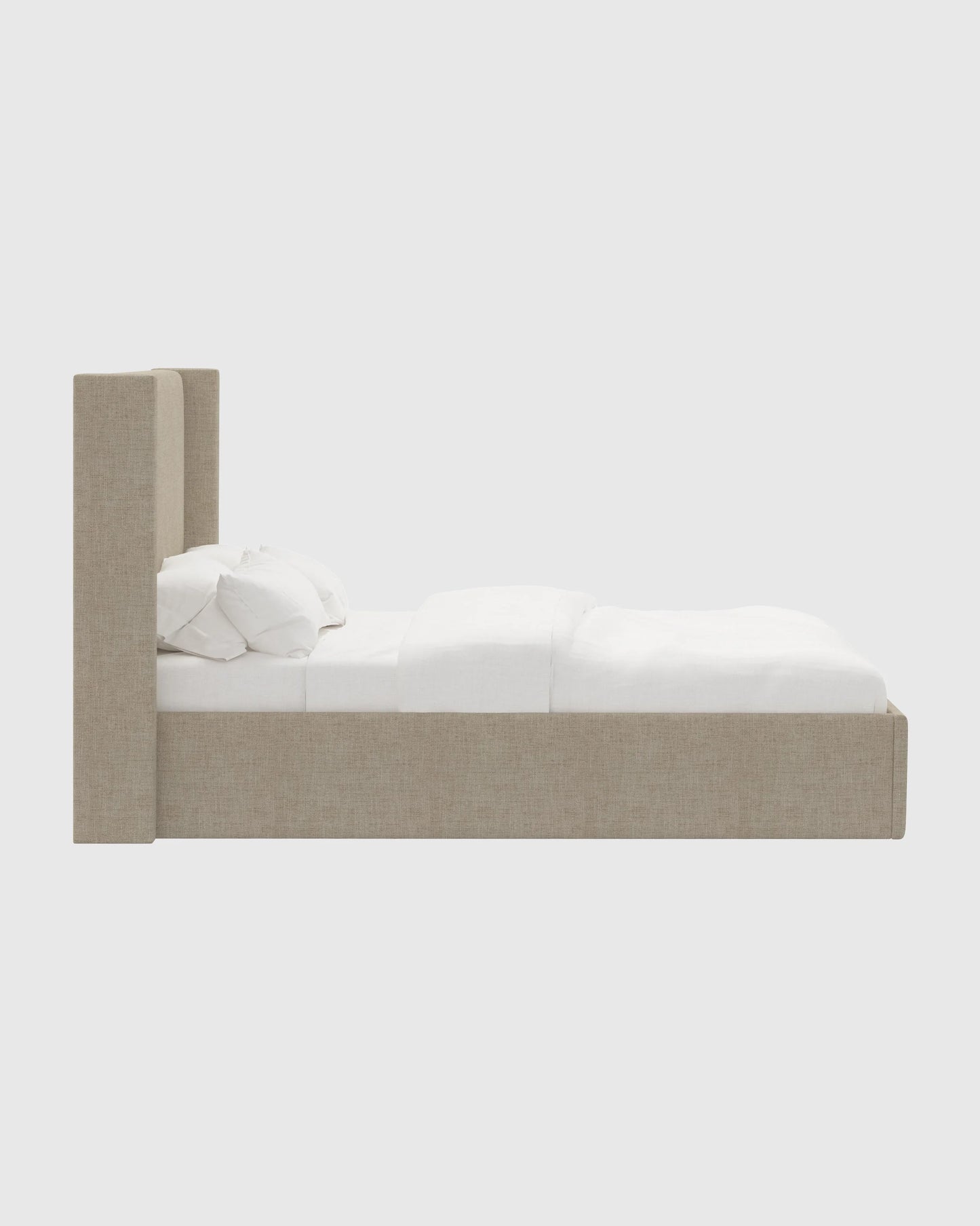 100% Linen Wingback Bed - Full / Canvas