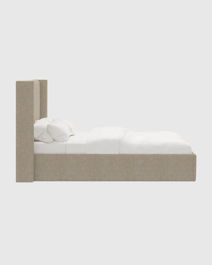 100% Linen Wingback Bed - Full / Canvas