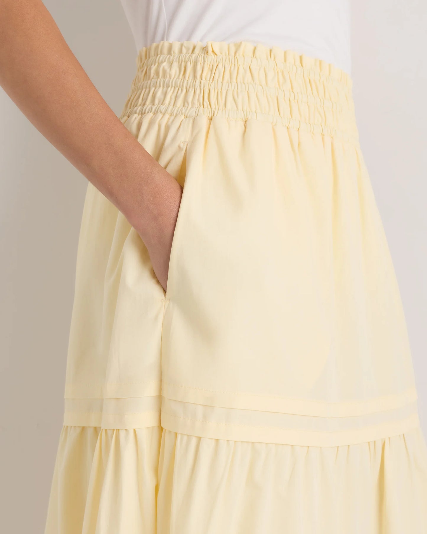 100% Organic Cotton Poplin Tiered Maxi Skirt - XS / Black