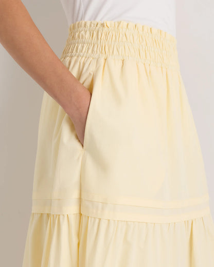 100% Organic Cotton Poplin Tiered Maxi Skirt - XS / Black