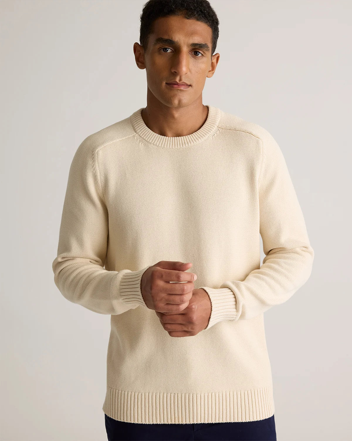 100% Organic Cotton Crewneck Sweater - S / Speckled Beige