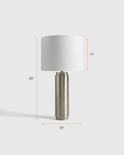Cylindrical Iron Table Lamp - One Size / Brass