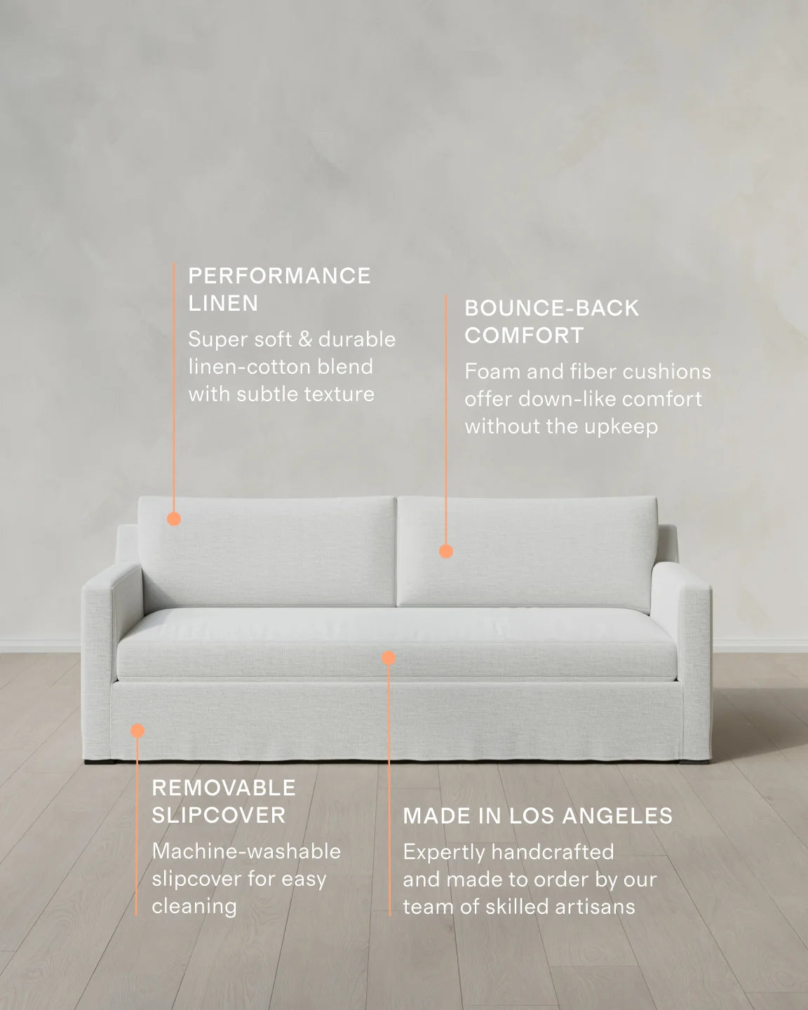 Ellery Slipcover Sofa in Performance Linen - 7ft / Sand