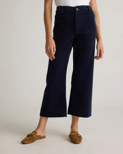 Organic Stretch Corduroy Cropped Wide Leg Pants - 0 / Black