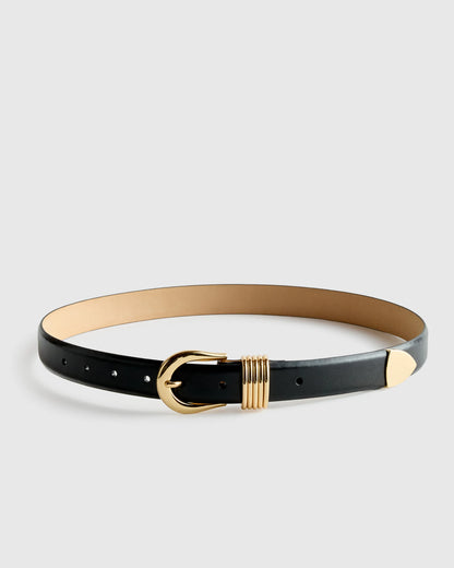 Daphne European Leather Multi Keeper Belt - XS / Black/Gold