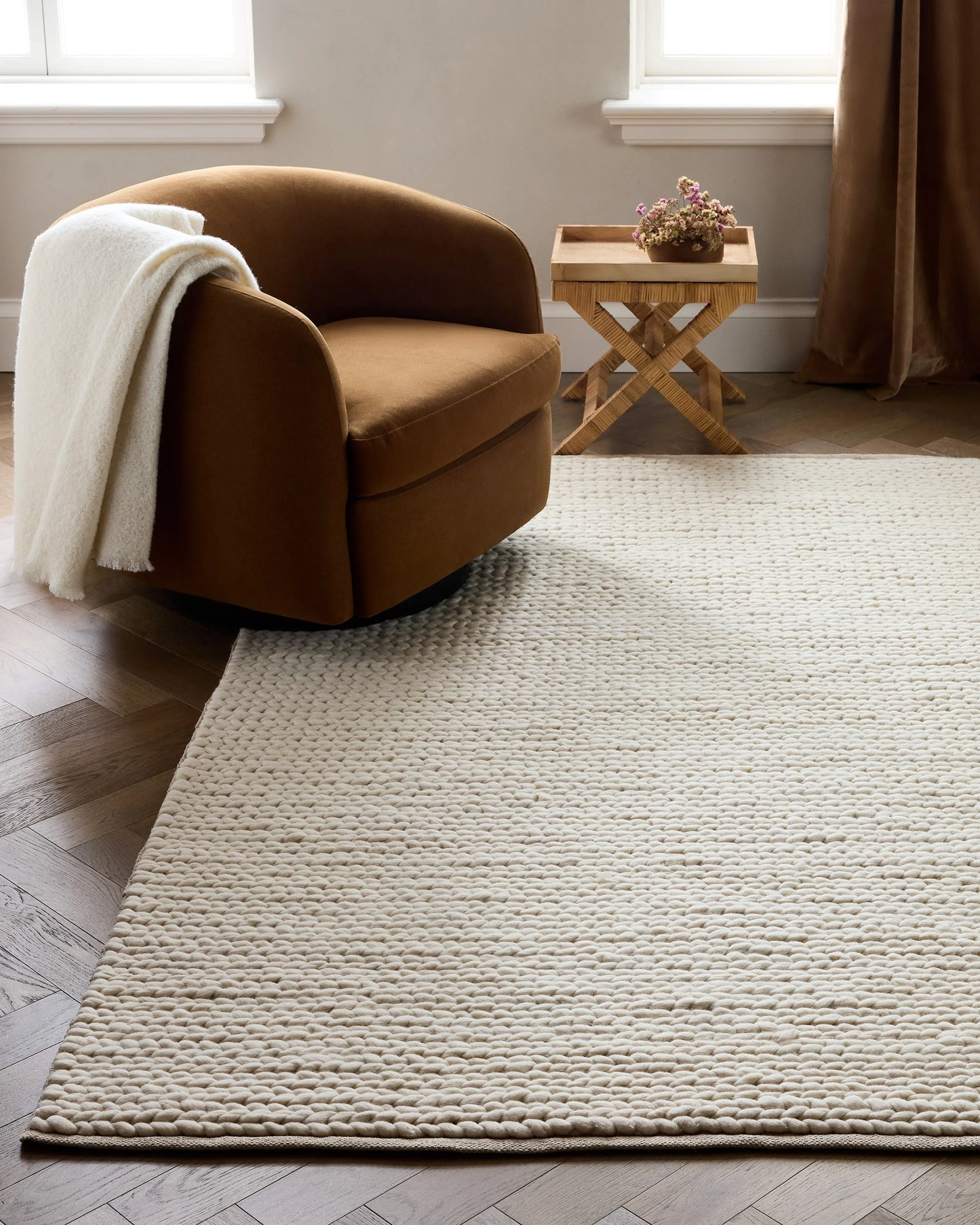 Chunky Hand Braided Wool Rug - 3' x 5' / Neutral