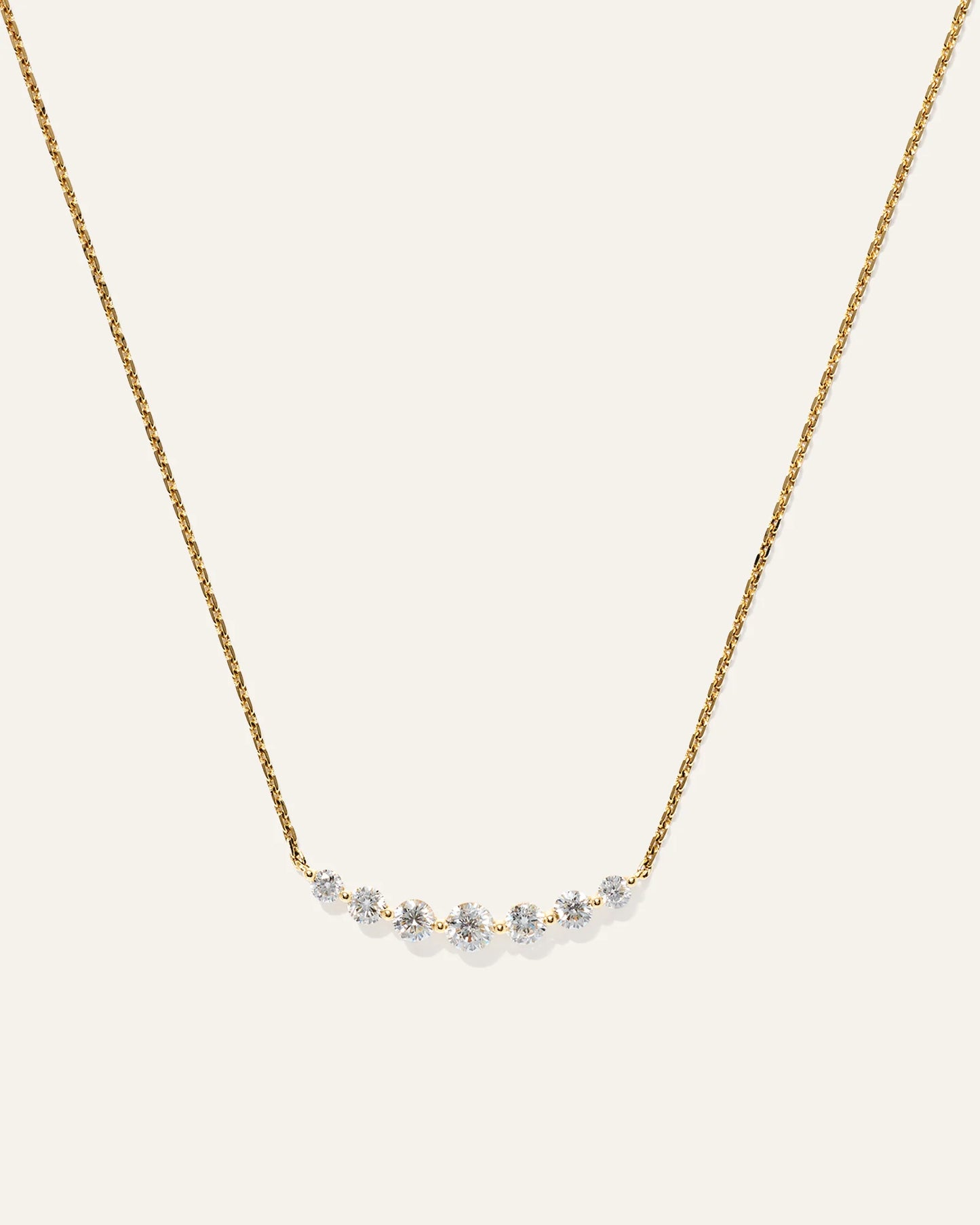 14K Gold Lab Grown Diamond Graduated Bar Necklace - One Size / Yellow Gold