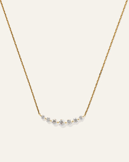 14K Gold Lab Grown Diamond Graduated Bar Necklace - One Size / Yellow Gold