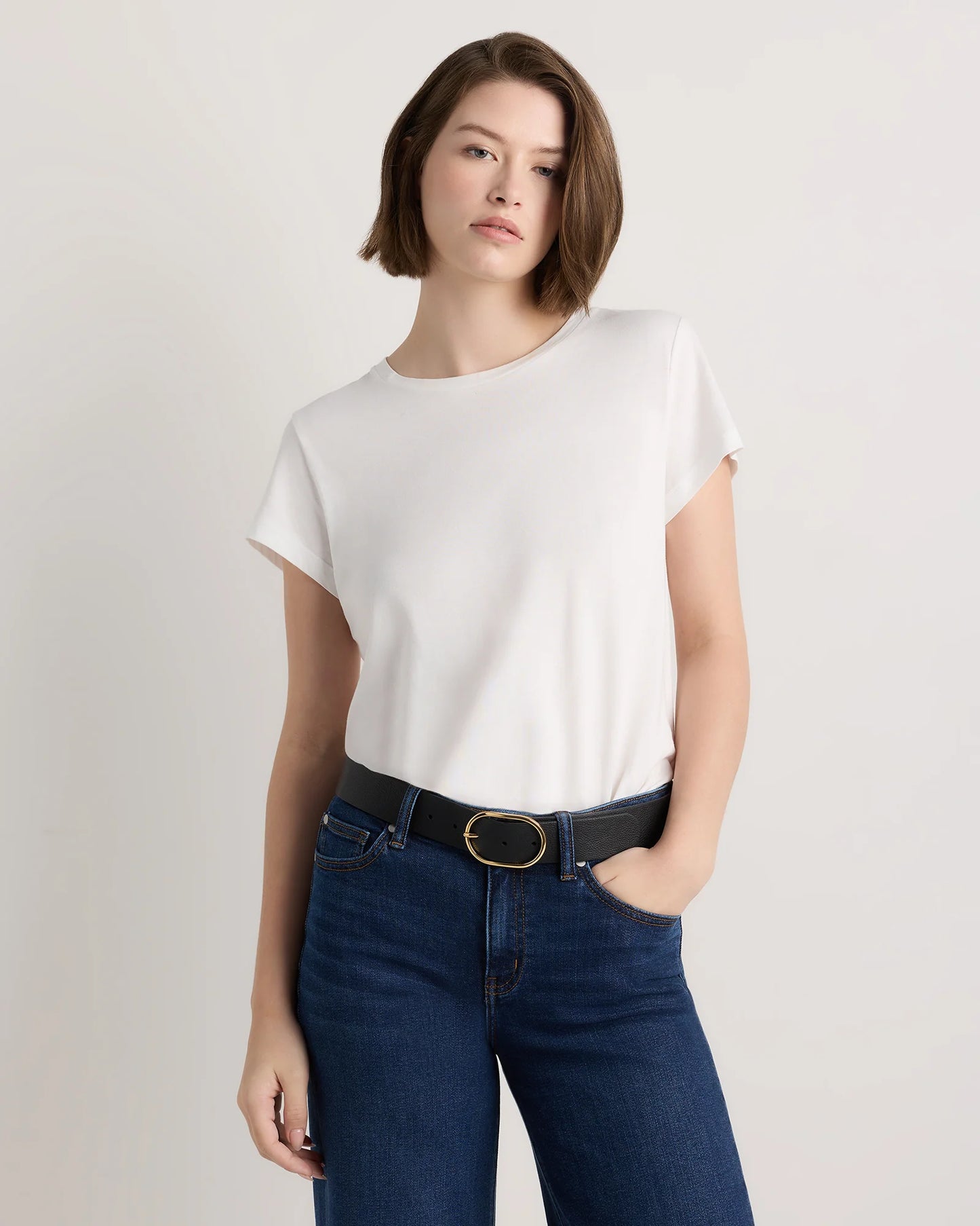 Cleo Oval European Leather Belt - XS / Black
