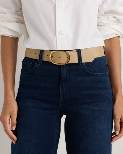 Cleo Oval European Leather Belt - XS / Black