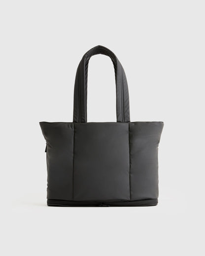 Water Repellent Puff Expandable Tote - One Size / Black