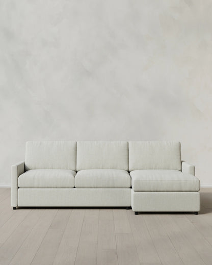 Brennan Performance Chenille Linen Blend Chaise Sectional - Right Arm / Snow