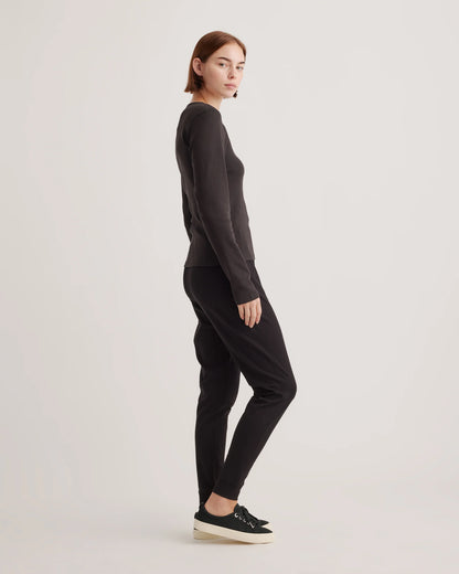 Organic Cotton Micro-Rib Long Sleeve Tee - XS / Moonstone Blue