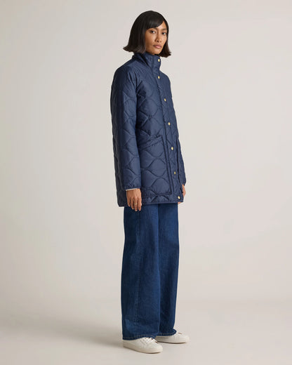 Featherless Quilted Long Puffer Jacket - XS / Silken White
